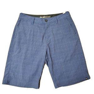 Quiksilver Dry Flight Technology Mens 29 Hybrid Shorts Chino Blue Plaid Stretch